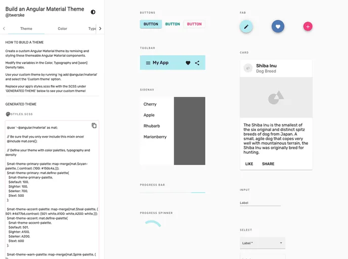 screenshot of Material Theme Builder