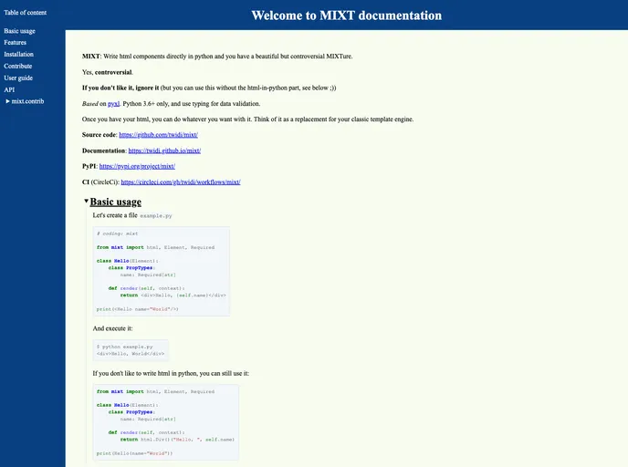 screenshot of Mixt