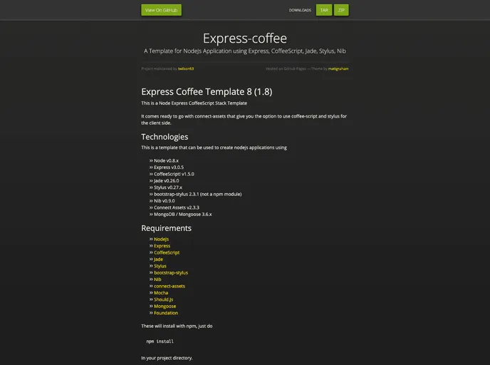 screenshot of Express Coffee