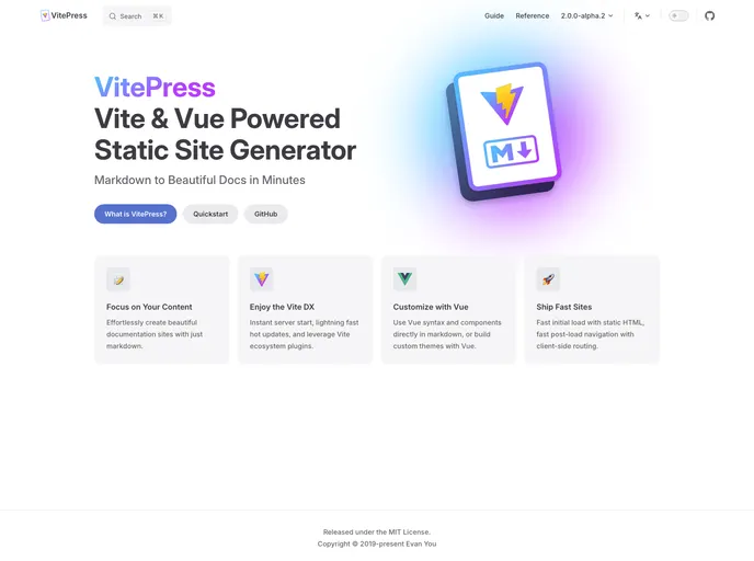 screenshot of Vitepress Template