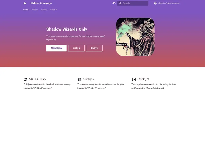 screenshot of Mkdocs Coverpage