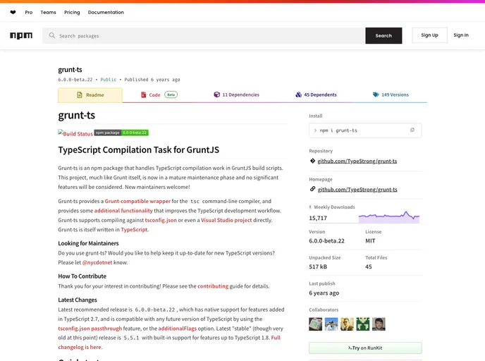 screenshot of Grunt Ts