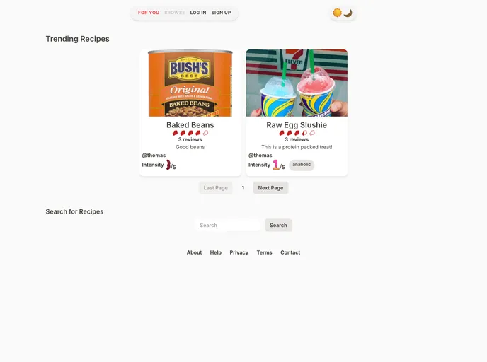 screenshot of Recipow