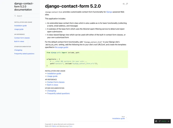 screenshot of Django Contact Form