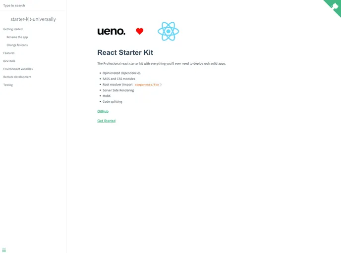 screenshot of Starter Kit Universally