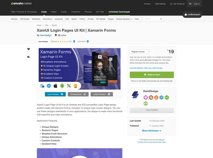 screenshot of XamUIDemo