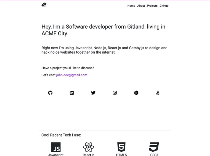screenshot of Gatsby Clean Portfolio