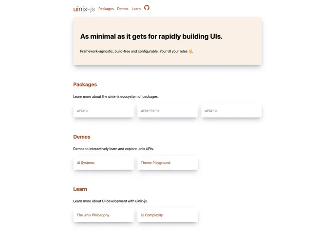 screenshot of Uinix UI