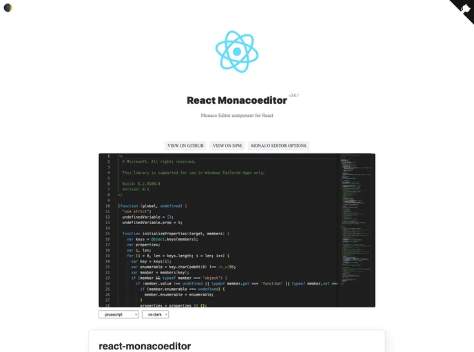 React Monacoeditor