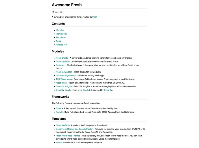 screenshot of Awesome Fresh