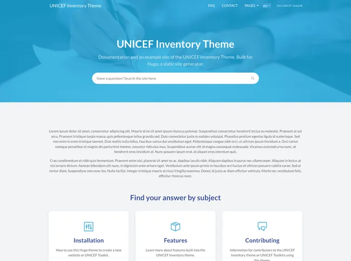 screenshot of Inventory Hugo Theme