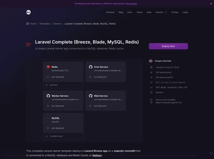screenshot of Complete Laravel On Railway