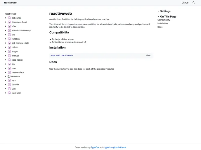 screenshot of Reactiveweb