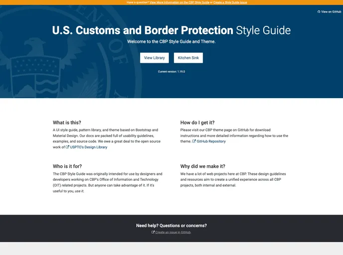 screenshot of Cbp Style Guide