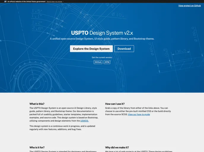 screenshot of USPTO DS Theme
