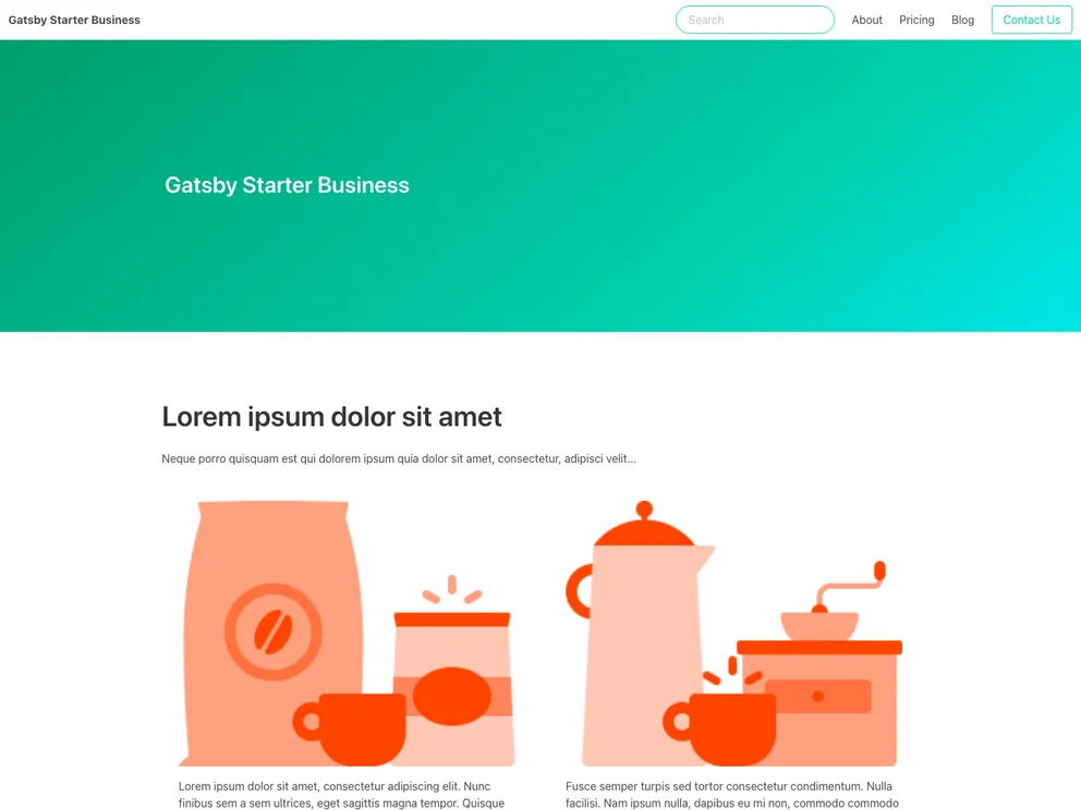 screenshot of Gatsby Starter Business