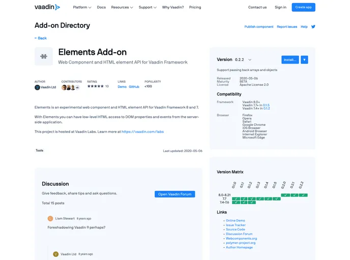 screenshot of Serverside Elements