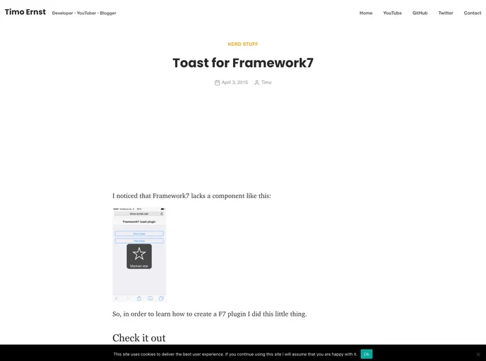 screenshot of Toast For Framework7