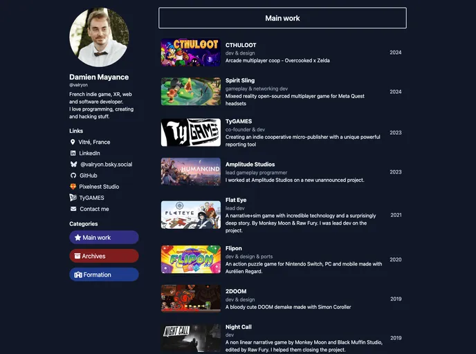 screenshot of Valryon.github.io