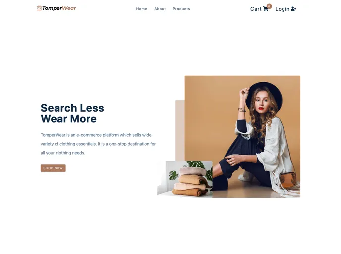 screenshot of Tomper Wear Ecommerce