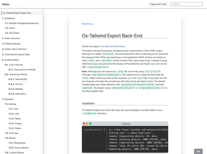 screenshot of Ox Tailwind