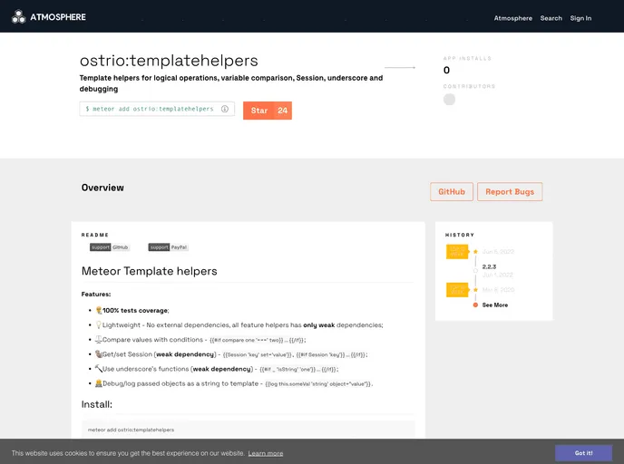 screenshot of Meteor Template Helpers