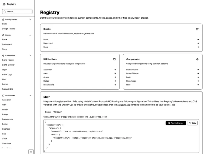 screenshot of Registry Starter