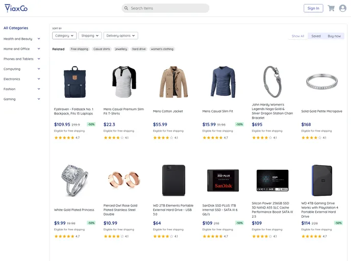 screenshot of Ecommerce Demo