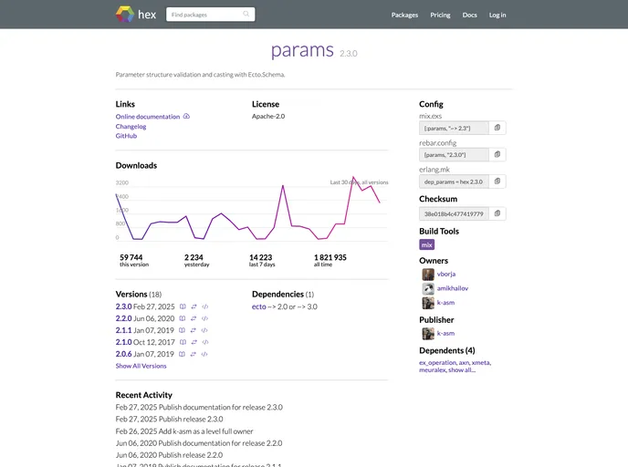 screenshot of Params