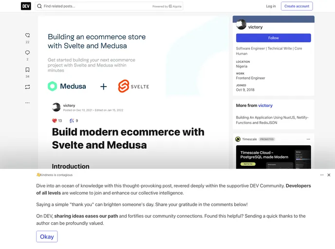 screenshot of Svelte Starter Medusa