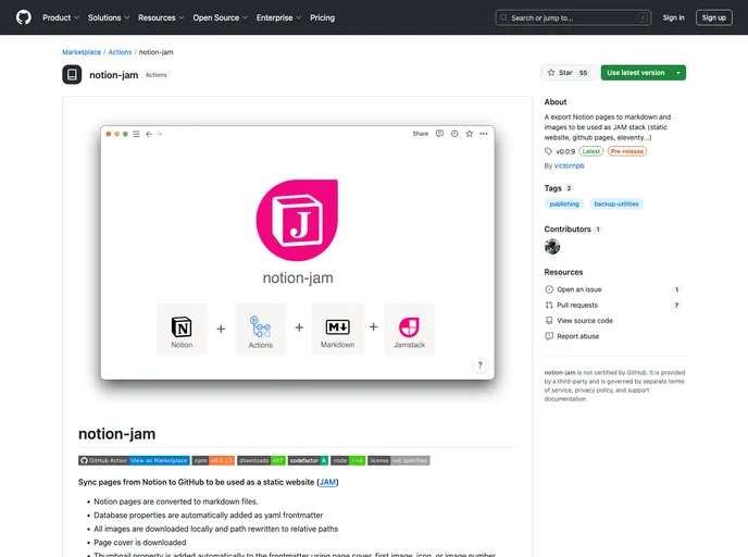 screenshot of Notion Jam