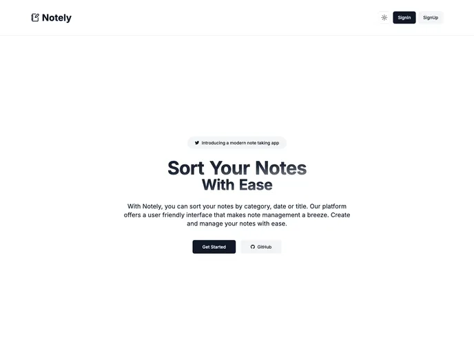 screenshot of Notely