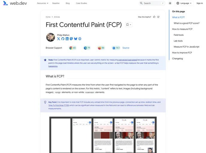 screenshot of First Contentful Paint