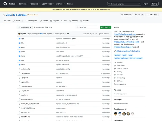 screenshot of F3 Boilerplate