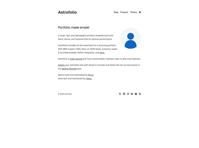 screenshot of Astrofolio