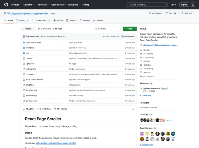 React Page Scroller