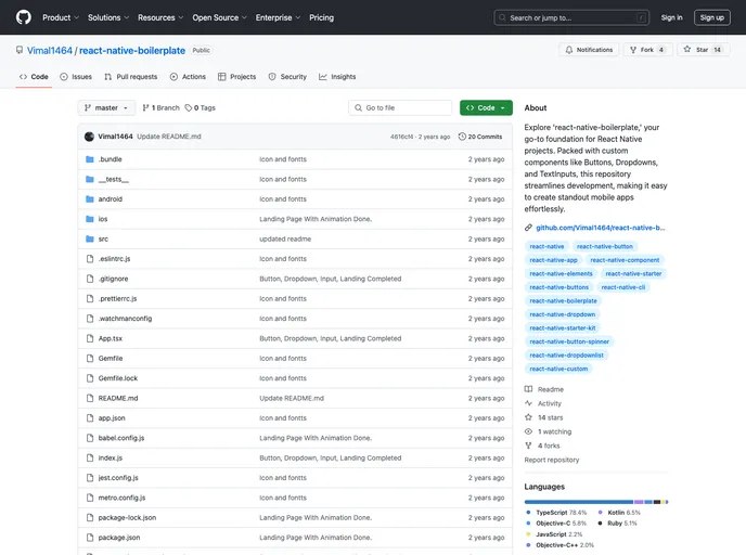 screenshot of React Native Boilerplate