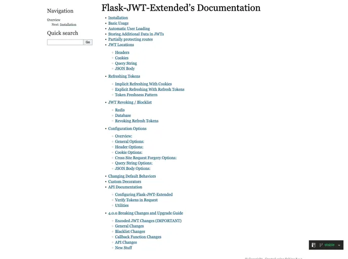 screenshot of Flask Jwt Extended