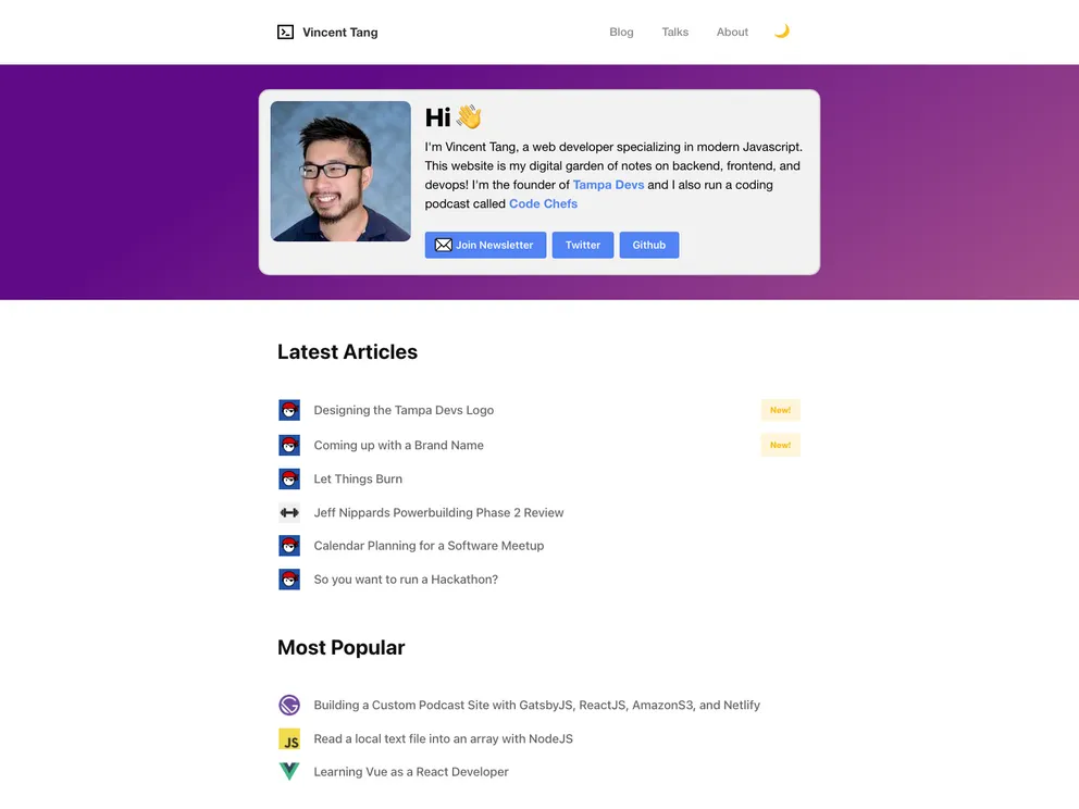 screenshot of Vincentntang.com