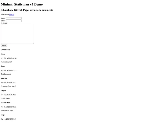 screenshot of TestStaticmanLab