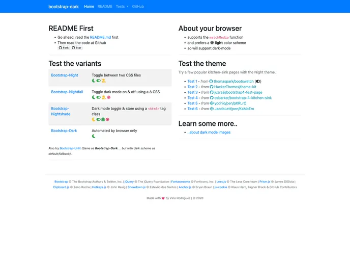 screenshot of Bootstrap Dark