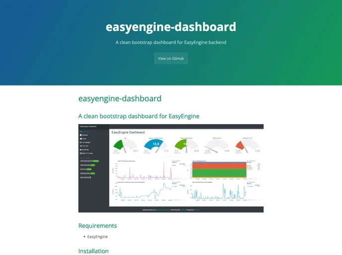 screenshot of Easyengine Dashboard