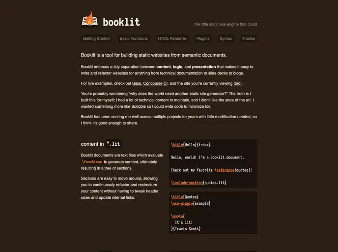 screenshot of Booklit