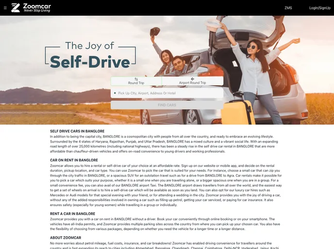 screenshot of ZoomCar Clone