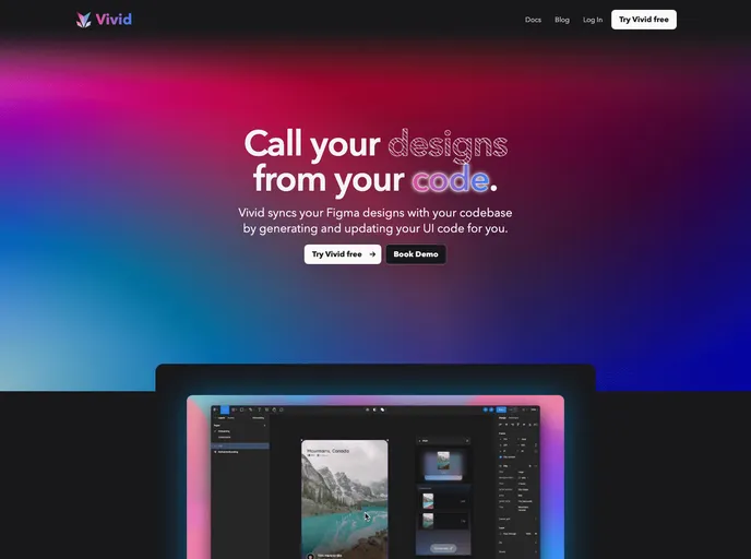 screenshot of Vivid Landing Template