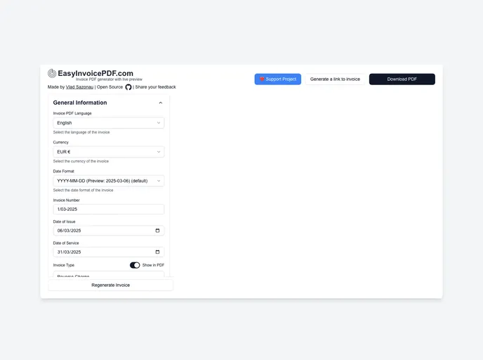 screenshot of Easy Invoice Pdf