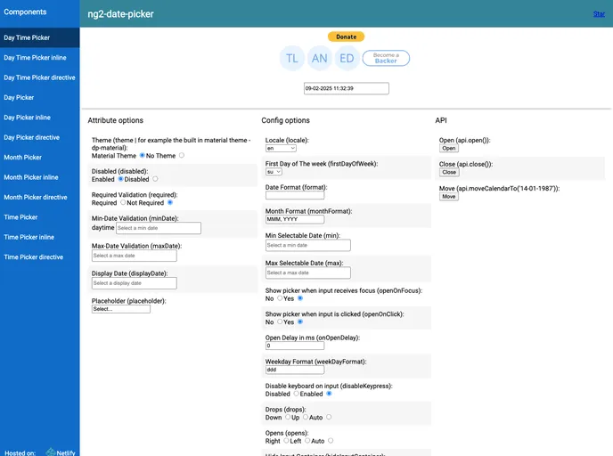 screenshot of Angular Datepicker