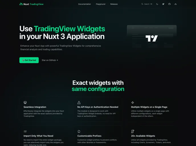 screenshot of Nuxt Tradingview