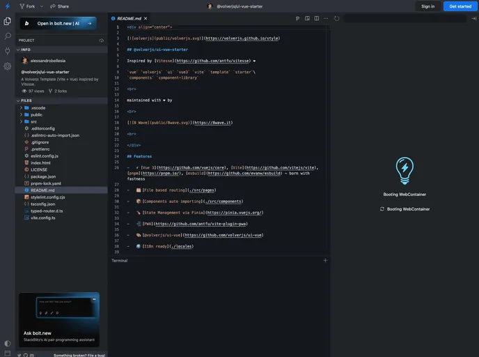 screenshot of UI Vue Starter