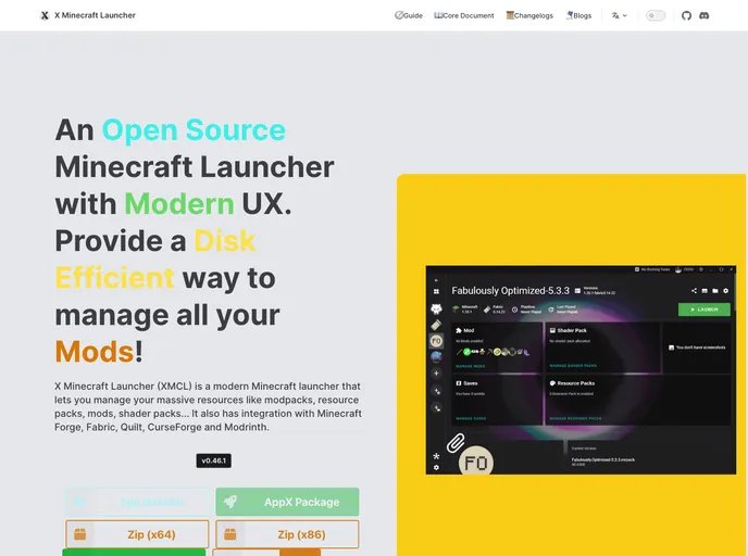 screenshot of X Minecraft Launcher